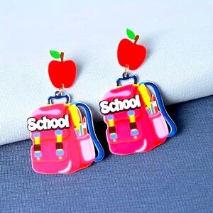 Minimalist Retro Raised Design Acrylic Festive School Backpack Post Earrings